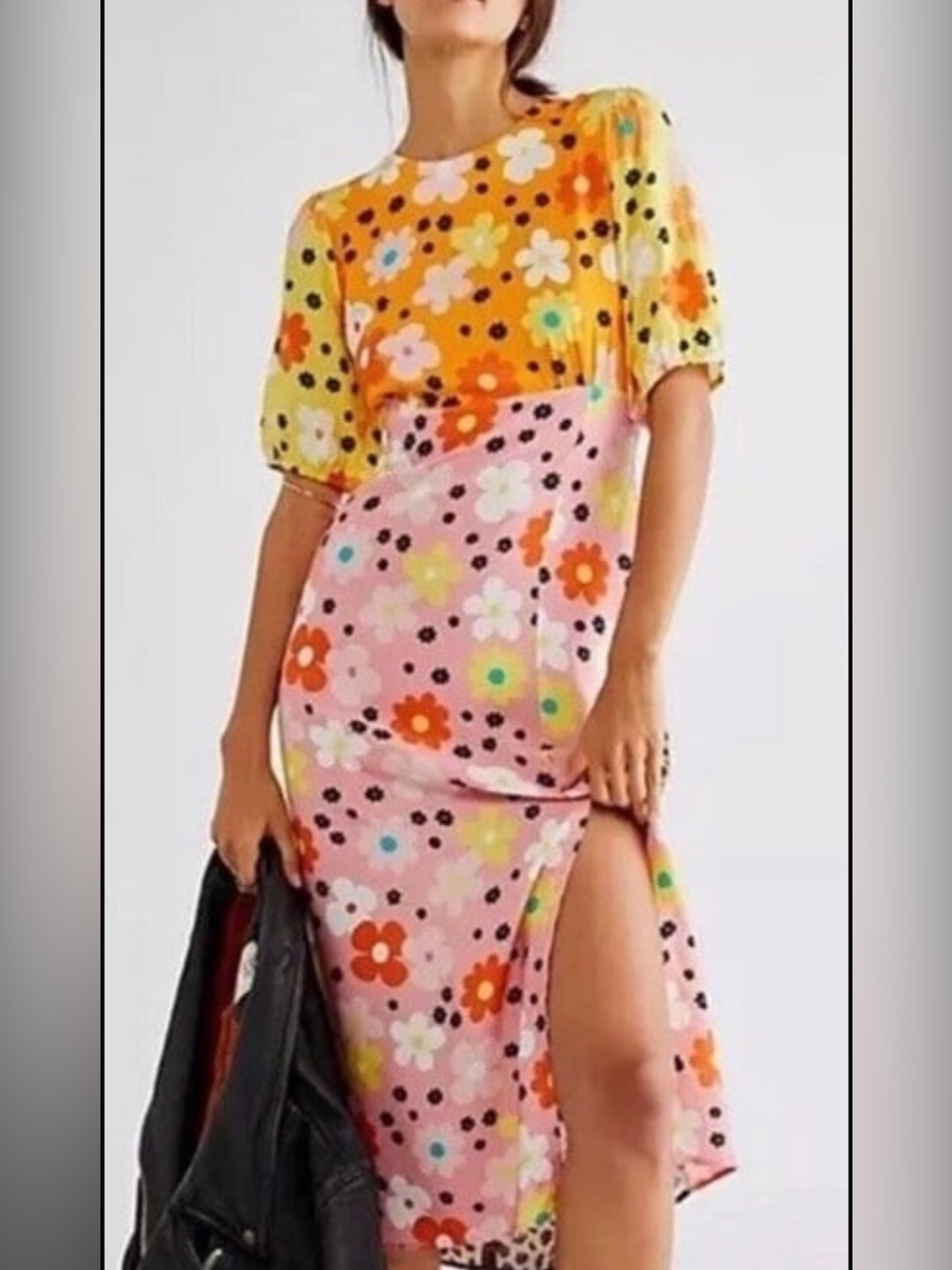 Never Fully Dressed Size 8 Floral Cheetah Mixed Print Midi Dress